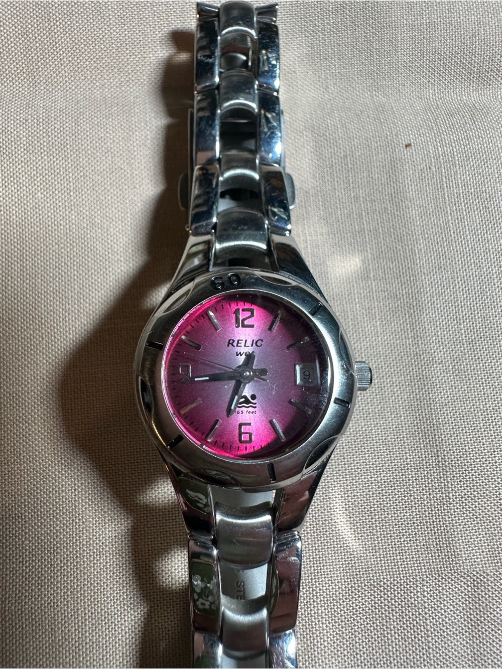 Relic Silver Watch with Pink Gradient Dial